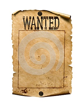 Wanted for reward poster 3d illustration isolated photo