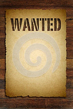 Wanted sign on old paper