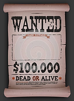 Wanted Vintage Poster On Parchment