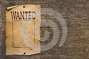 Wanted wild west poster on wood wall