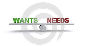 Wants needs balance on white
