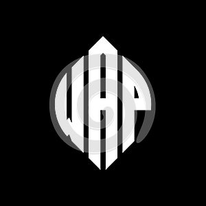WAP circle letter logo design with circle and ellipse shape. WAP ellipse letters with typographic style. The three initials form a