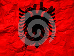 War in Albania, concept of protest against the war, Stop the war and save lives, flag of Albania and the symbol of the hand to