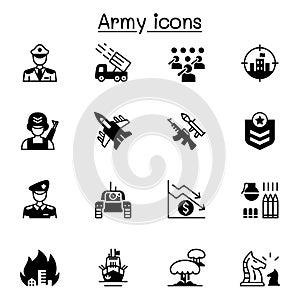 War & army icons set vector illustration graphic design photo