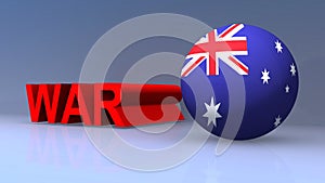 War with Australia flag on blue