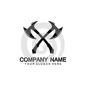 War axe logo. War axe  executioner axe  viking battle axe in vector