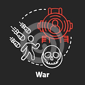 War chalk concept icon. Military action idea. Warfare terrorism. Armed forces. Offensive. Military operation, blockade