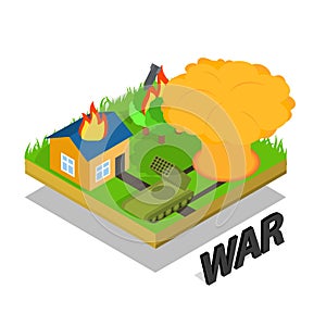 War concept banner, isometric style