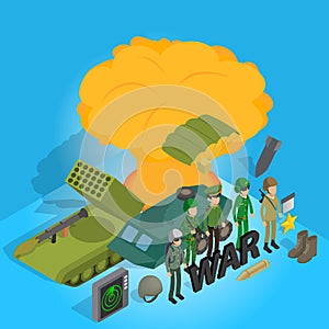 War concept banner, isometric style