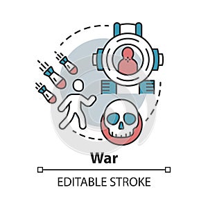 War concept icon. Military action idea thin line illustration. Warfare terrorism. Armed forces. Offensive. Military