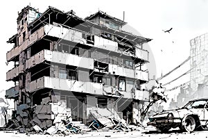 War destruction high rise building damage horror