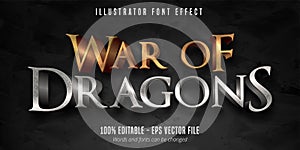 War of dragons text, 3d game style editable font effect