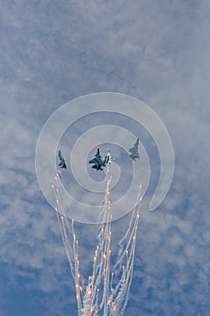 War jet planes showing aerobatics photo