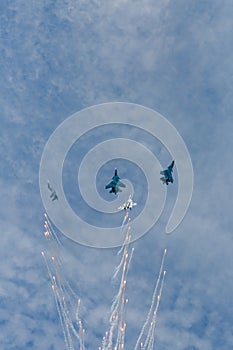 War jet planes showing aerobatics photo