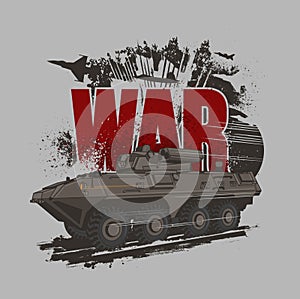 War machine and armored vehicle vector illustration. Good for poster and any army look media.