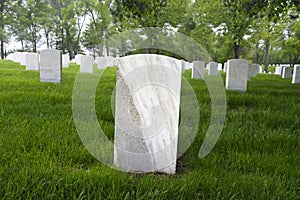 War Memorial Cemetery with Blank Tombstone Grave Marker