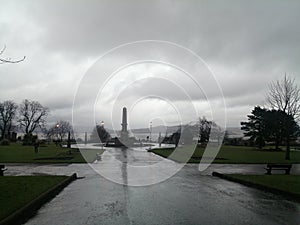 War memorial in Greenock dark weather cloudy