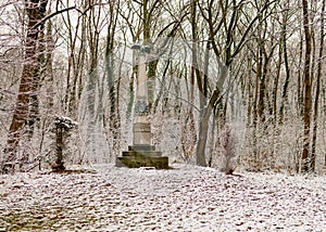 War memorial of major O`Brien in Jedlesee in winter