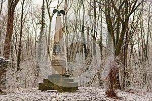 War memorial of major O`Brien in Jedlesee in winter