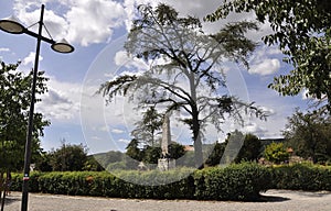 War Memorial Monument of the Medieval San Gimignano hilltop town. Tuscany region. Italy photo