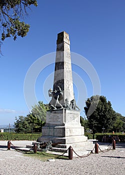 War Memorial in Piazzale Martiri di Montemaggio, San Gimignano, Italy photo