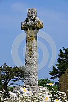 War memorial stone cross, Binham Priory or St Mary`s Priory, Binham, Norfolk, England, UK