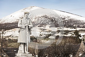 War Memorial & Tap O` Noth at Rhynie in Scotland.