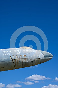 War monument: old Argentinian military plane (Fuerza Aerea Argentina) in Parana, Entre Rios, Argentina, South photo