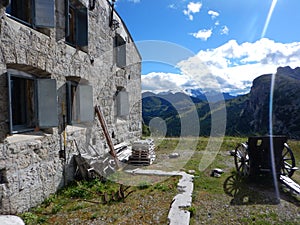 War monument in passo valparola and hexenstein