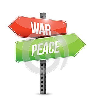 War and peace road sign illustration