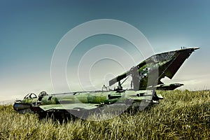 war plane crashed on shore of sea several years ago and lies on dunes