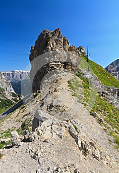 War ruins in Dolomites peak