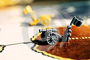 War scene with a board game