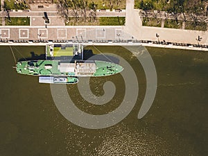 War ship on the embankment in Rostov-on-Don.