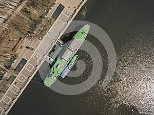 War ship on the embankment in Rostov-on-Don.