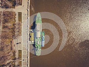 War ship on the embankment in Rostov-on-Don.