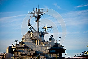 War ship in a port