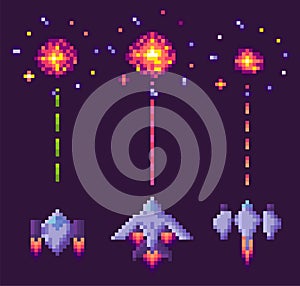 War of Spaceship, Pixel Cosmic Equipment Vector