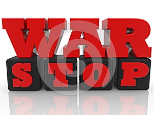 WAR STOP concept red on black toy blocks
