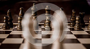War strategy concept black and white chess pieces
