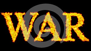 War text word concept burning on black background