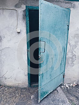 War time. Cellar. The war in Ukraine. The door to the cellar is shockproof. Tank armor door