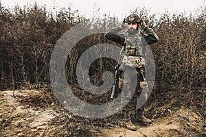 Military reconnoiter investigating the place