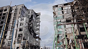 War in Ukraine - destroyed building in Borodyanka, Bucha district