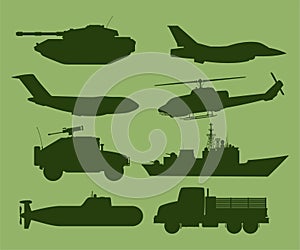 War vehicles silhouettes photo