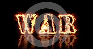 War word art with fire