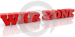 WAR ZONE concept in red on white