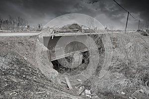 War zone scene, Bridge and Destroyed, Infrastructure ruins