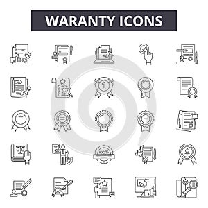 Waranty line icons, signs, vector set, outline illustration concept photo