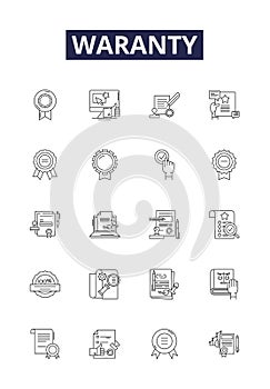 Waranty line vector icons and signs. Security, Assurance, Protection, Underwrite, Coverage, Safeguard, Shield, Insurance photo